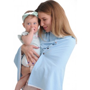 Накидка для кормления (Милкснуд) с кнопками Голубая